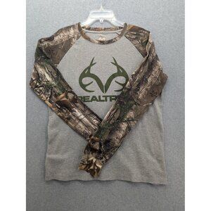 Realtree Shirt Mens XL Gray Camo Sleeves Outdoor Hunting Long Sleeve Pullover
